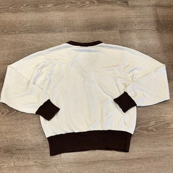 Vintage Kasper ASL Cardigan‎ Womens Small Cream Brown Academia Button Front - Picture 6 of 7